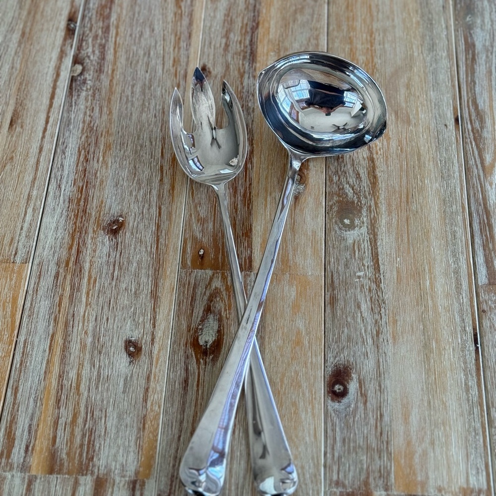 Vintage Italian Silver Plated Ladle and Serving Spoon